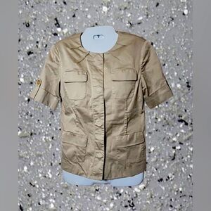 Michael Kors Tan Khaki / Cargo Style Snap Up
Short Sleeve Jacket Shirt